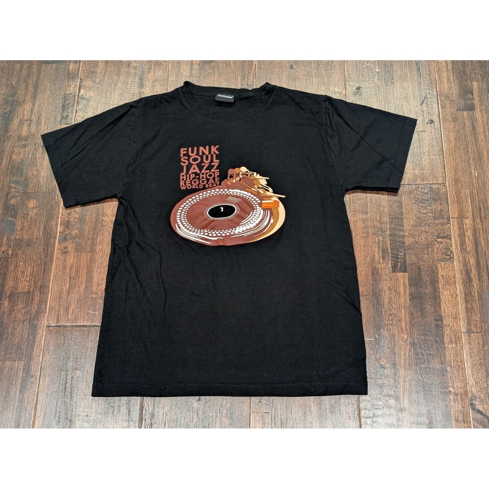 Technics Shirt Size Small Black DJ Turntable Funk Soul Jazz Hip-Hop Reggae Music
